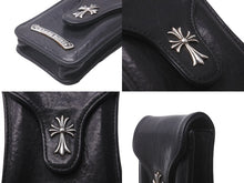 Load image into Gallery viewer, CHROME HEARTS クロムハーツ BLT ポーチ シガレットケース タバコケース CHクロス シルバー925 レザー ブラック 良品 中古 62023