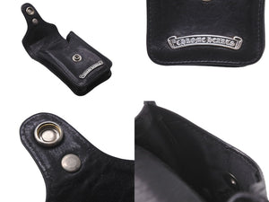 CHROME HEARTS クロムハーツ BLT ポーチ シガレットケース タバコケース CHクロス シルバー925 レザー ブラック 良品 中古 62023