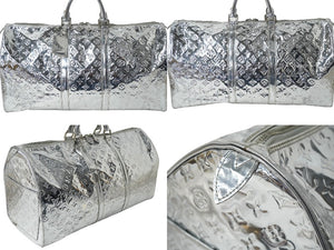LOUIS VUITTON ルイヴィトン ボストンバッグ キーポル55 ミロワール アルジャン ミラー ビニール シルバー M95275 美品 中古 62024