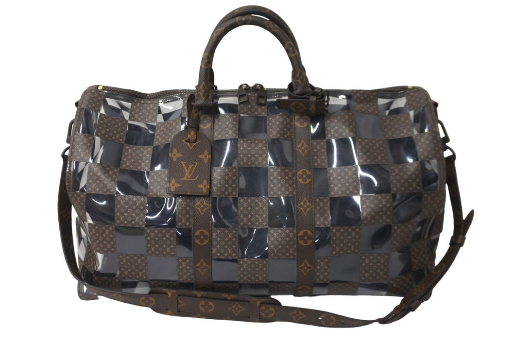 極美品 LOUIS VUITTON ルイヴィトン キーポル バンドリエール50 ボストンバッグ モノグラムチェス 22AW M20864 ブラウン 中古 62025