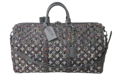 新品同様 LOUIS VUITTON ルイヴィトン M58742 キーポルバンドリエール50 リサイクルウール ツイード グレー 中古 62027