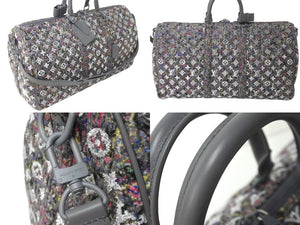新品同様 LOUIS VUITTON ルイヴィトン M58742 キーポルバンドリエール50 リサイクルウール ツイード グレー 中古 62027