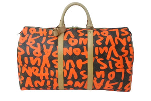 新品同様 LOUIS VUITTON ルイヴィトン モノグラム グラフィティ キーポル50 ボストン スプラウス オレンジ M93699 中古 62029