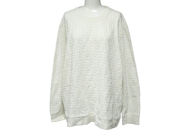 極美品 FENDI フェンディ スウェット トレーナー 19AW サイズ48 ズッカ柄 コットンナイロン ホワイト FY0812 AA8A 中古 62031 