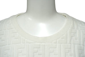 極美品 FENDI フェンディ スウェット トレーナー 19AW サイズ48 ズッカ柄 コットンナイロン ホワイト FY0812 AA8A 中古 62031 