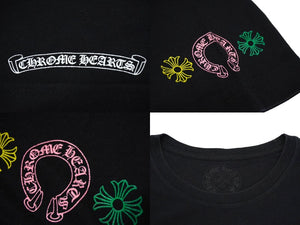 CHROME HEARTS クロムハーツ 半袖Ｔシャツ サイズL マルチ セメタリークロス プリント ブラック コットン 美品 中古 62044