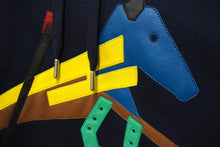 Load image into Gallery viewer, HERMES エルメス パーカー フーディー 22SS サイズXXL ホースレザーパッチ プルオーバー ネイビー コットン 美品 中古 62045