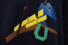 Load image into Gallery viewer, HERMES エルメス パーカー フーディー 22SS サイズXXL ホースレザーパッチ プルオーバー ネイビー コットン 美品 中古 62045