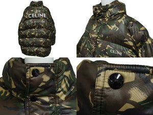 CELINE セリーヌ ダウンジャケット ロゴ プリント ライトウェイト ナイロン カモフラージュ サイズ50 2W4300610 美品 中古 62055