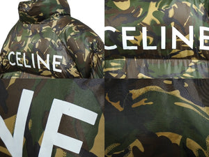 CELINE セリーヌ ダウンジャケット ロゴ プリント ライトウェイト ナイロン カモフラージュ サイズ50 2W4300610 美品 中古 62055