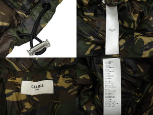 CELINE セリーヌ ダウンジャケット ロゴ プリント ライトウェイト ナイロン カモフラージュ サイズ50 2W4300610 美品 中古 62055