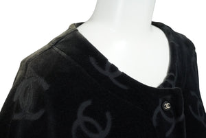 CHANEL シャネル ジャケット カーディガン ヴィンテージ ココマーク ココボタン ベロア ブラック シルバー金具 40 良品 中古62063