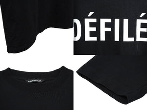 BALENCIAGA バレンシアガ DEFILE ロゴ プリント 長袖Ｔシャツ ブラック オーバーサイズ 641667 サイズXXS 中古 62066
