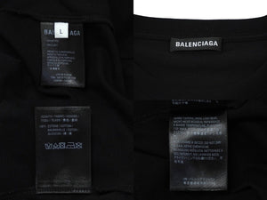 極美品 BALENCIAGA バレンシアガ 半袖Ｔシャツ サイズL スモールロゴ ブランドロゴ ブラック コットン 556150 中古 62070