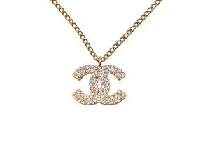 CHANEL シャネル ネックレス ココマーク 01C刻印 全長41cm ラインストーン ゴールド メタル フランス製 美品 中古 62071