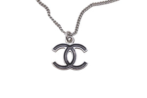 CHANEL シャネル ネックレス ココマーク 07V刻印 全長43.5cm 5.8g リバーシブル ブラック シルバー メタル 美品 中古 62072