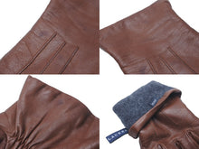 画像をギャラリービューアに読み込む, RALPH LAUREN ラルフローレン グローブ 無地 手袋 裏起毛 レザー ブラウン 良品 中古 6207