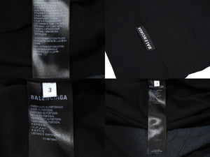 極美品 BALENCIAGA バレンシアガ パーカー フーディー サイズ3 ドッキング ロング丈 プリント コットン ブラック 704026 中古 62080
