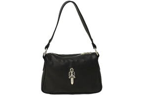 新品未使用 CHROME HEARTS クロムハーツ チキンナゲットスモール ショルダーバッグ ダガー レザー シルバー925 ブラック 中古 62087