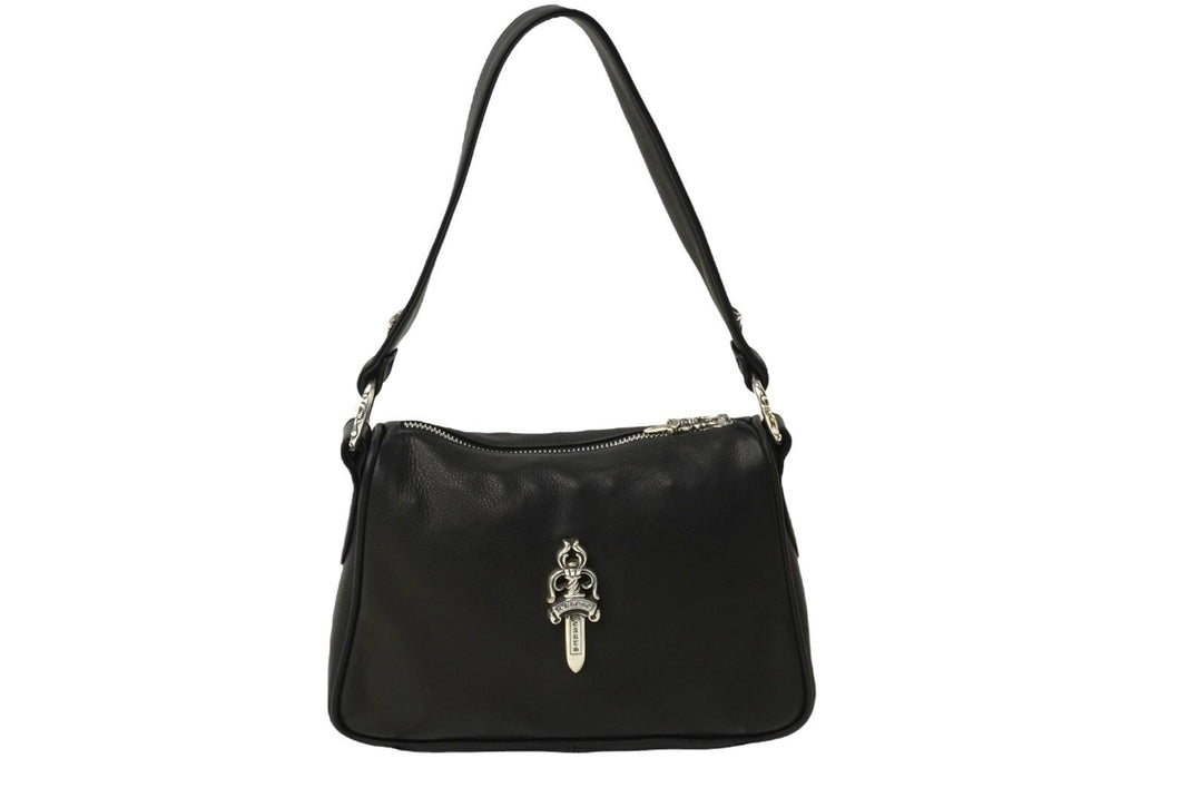 新品未使用 CHROME HEARTS クロムハーツ チキンナゲットスモール ショルダーバッグ ダガー レザー シルバー925 ブラック 中古 62087