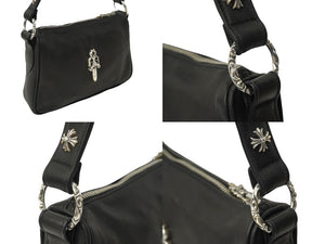 新品未使用 CHROME HEARTS クロムハーツ チキンナゲットスモール ショルダーバッグ ダガー レザー シルバー925 ブラック 中古 62087