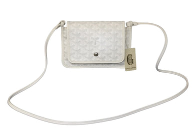 新品未使用 GOYARD ゴヤール プリュメ ショルダーバッグ ポーチウォレット ホワイト PVC レザー シルバー金具 中古 62098