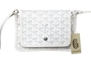 新品未使用 GOYARD ゴヤール プリュメ ショルダーバッグ ポーチウォレット ホワイト PVC レザー シルバー金具 中古 62098