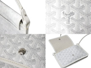 新品未使用 GOYARD ゴヤール プリュメ ショルダーバッグ ポーチウォレット ホワイト PVC レザー シルバー金具 中古 62098