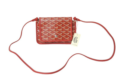新品未使用 GOYARD ゴヤール プリュメ ショルダーバッグ ポーチウォレット レッド PVC レザー シルバー金具 中古 62099