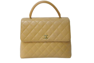 CHANEL シャネル ハンドバッグ マトラッセ ココマーク ヴィンテージ キャビアスキン ベージュ ゴールド金具 A12397 美品 中古 62104