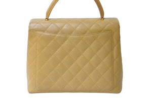 CHANEL シャネル ハンドバッグ マトラッセ ココマーク ヴィンテージ キャビアスキン ベージュ ゴールド金具 A12397 美品 中古 62104