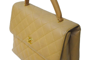 CHANEL シャネル ハンドバッグ マトラッセ ココマーク ヴィンテージ キャビアスキン ベージュ ゴールド金具 A12397 美品 中古 62104
