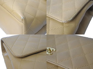 CHANEL シャネル ハンドバッグ マトラッセ ココマーク ヴィンテージ キャビアスキン ベージュ ゴールド金具 A12397 美品 中古 62104