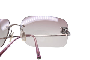CHANEL シャネル 62◻︎17 120 4017-D c 124/58 サングラス プラスチック メタル パープル シルバー ココマーク 美品 中古 62015 正規品