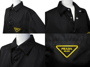 PRADA プラダ Re-Nylon Shirt 長袖シャツ SC520 S201 20SS リサイクルナイロン サイズXS ブラック 美品 中古 62106 