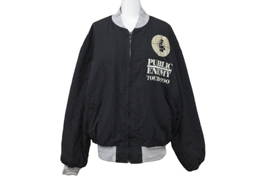 Public Enemy パブリックエナミー ツアー ブルゾン ボンバージャケット 1990年 ヴィンテージ ブラック グレー M 良品 中古 62107