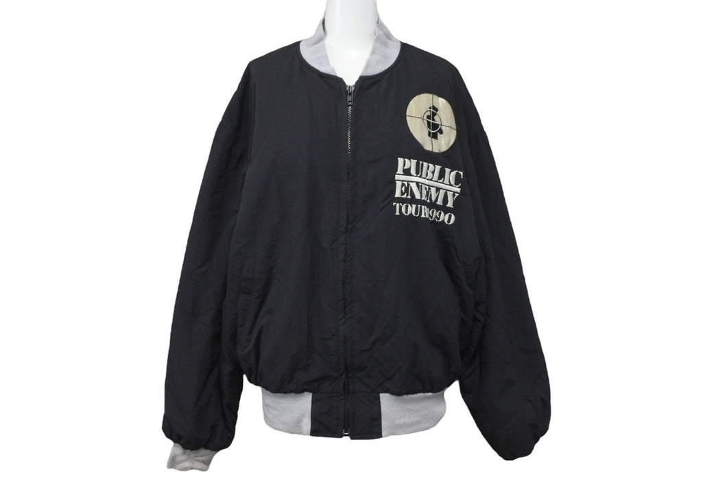 Public Enemy パブリックエナミー ツアー ブルゾン ボンバージャケット 1990年 ヴィンテージ ブラック グレー M 良品 中古 62107