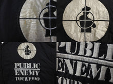 画像をギャラリービューアに読み込む, Public Enemy パブリックエナミー ツアー ブルゾン ボンバージャケット 1990年 ヴィンテージ ブラック グレー M 良品 中古 62107