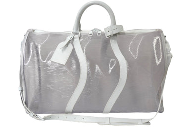 LOUIS VUITTON ルイヴィトン キーポル バンドリエール 50 ボストンバッグ M55814 エピ プラージュ クリア ホワイト 美品 中古 62110