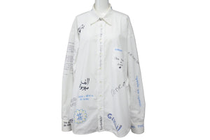 VETEMENTS ヴェトモン 19SS USS196003 ペイント総柄長袖シャツ ホワイト系 XS サイズ美品 中古 62114 