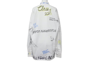 VETEMENTS ヴェトモン 19SS USS196003 ペイント総柄長袖シャツ ホワイト系 XS サイズ美品 中古 62114 