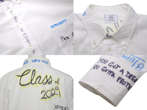 VETEMENTS ヴェトモン 19SS USS196003 ペイント総柄長袖シャツ ホワイト系 XS サイズ美品 中古 62114 