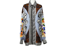 画像をギャラリービューアに読み込む, POJIENO SPORT 長袖シャツ サイズ48/M 比翼デザイン 総柄プリント マルチカラー ドレープ 良品 中古 62116