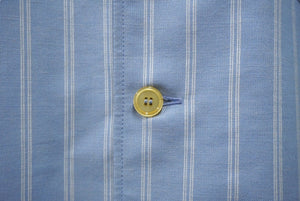 GUCCI グッチ 半袖シャツ 21SS サイズ48 ストライプ コットン ウール モヘア 刺繍 ロゴ 618920 ZAE5V 美品 中古 62117