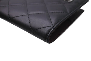 極美品 CHANEL シャネル パスポートケース マトラッセ ココマーク ラムスキン ブラック シルバー金具 中古 62120