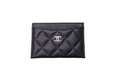 CHANEL シャネル カードケース ココマーク ランダム番台 ラムスキン キルティング ブラック バーガンディ 美品 中古 62122