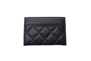 CHANEL シャネル カードケース ココマーク ランダム番台 ラムスキン キルティング ブラック バーガンディ 美品 中古 62122