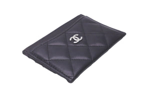 CHANEL シャネル カードケース ココマーク ランダム番台 ラムスキン キルティング ブラック バーガンディ 美品 中古 62122