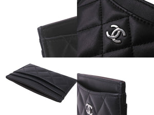 CHANEL シャネル カードケース ココマーク ランダム番台 ラムスキン キルティング ブラック バーガンディ 美品 中古 62122
