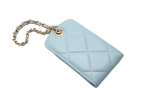 CHANEL シャネル ラゲージタグ カードケース パスケース 29番台 ココマーク ブルー ラムスキン ゴールド金具 美品 中古 62124